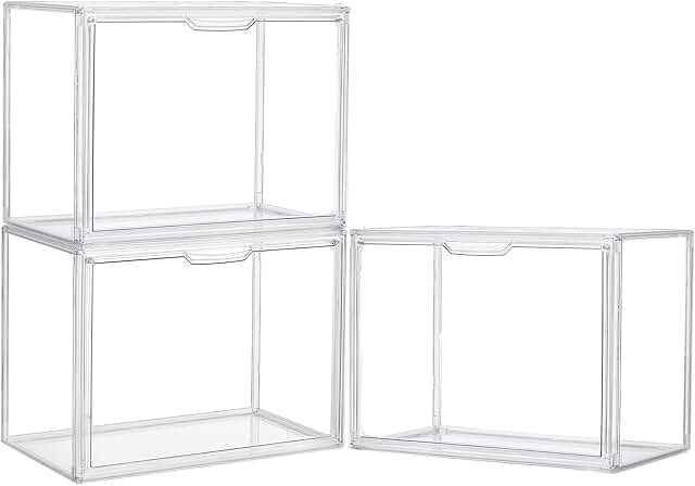 Three Clear Acrylic Display Cases with Magnetic Doors