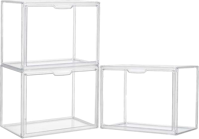 Three Clear Acrylic Display Cases with Magnetic Doors