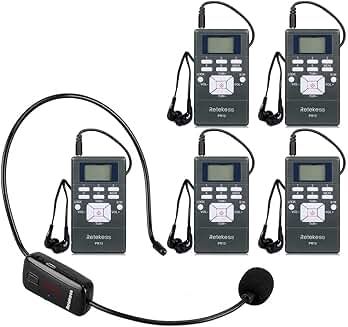 Wireless Microphone Headset System with 1 Transmitter and 5 Receivers