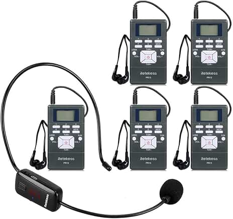Wireless Microphone Headset System with 1 Transmitter and 5 Receivers