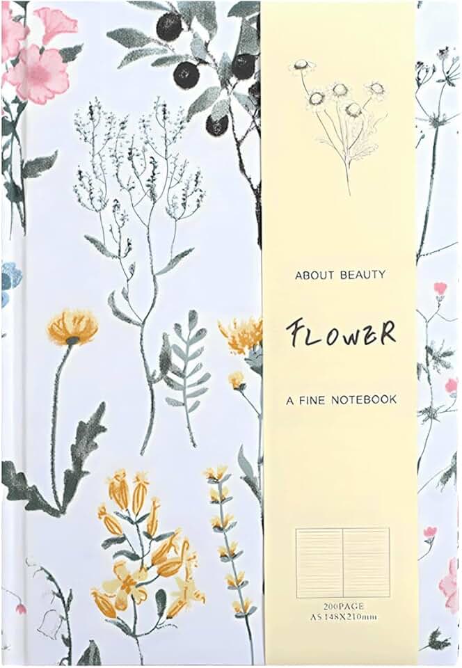 Floral Hardcover Notebook, A5, Ruled, Linen Cover
