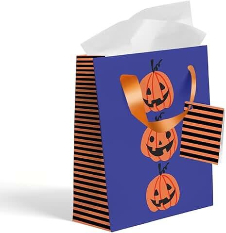 12 Small Halloween Gift Bags with Pumpkins and Stripes