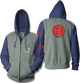 Men's Naruto Shippuden Zip Hoodie with Chest Pockets