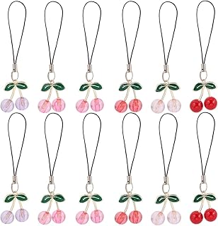 12 colorful 3D acrylic cherry phone charms for keys bags and more