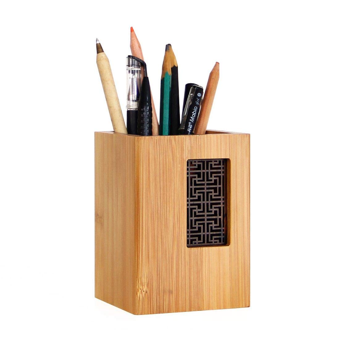 Garden Style Bamboo Wood Desk Pen Holder