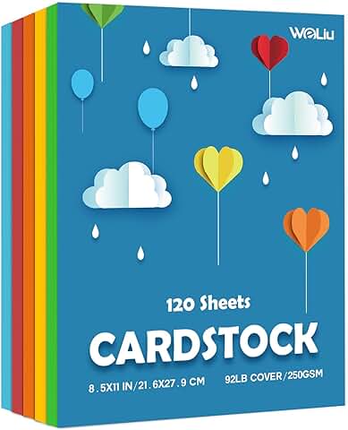 Colored 8.5x11 Inch Cardstock Paper, 120 Sheets