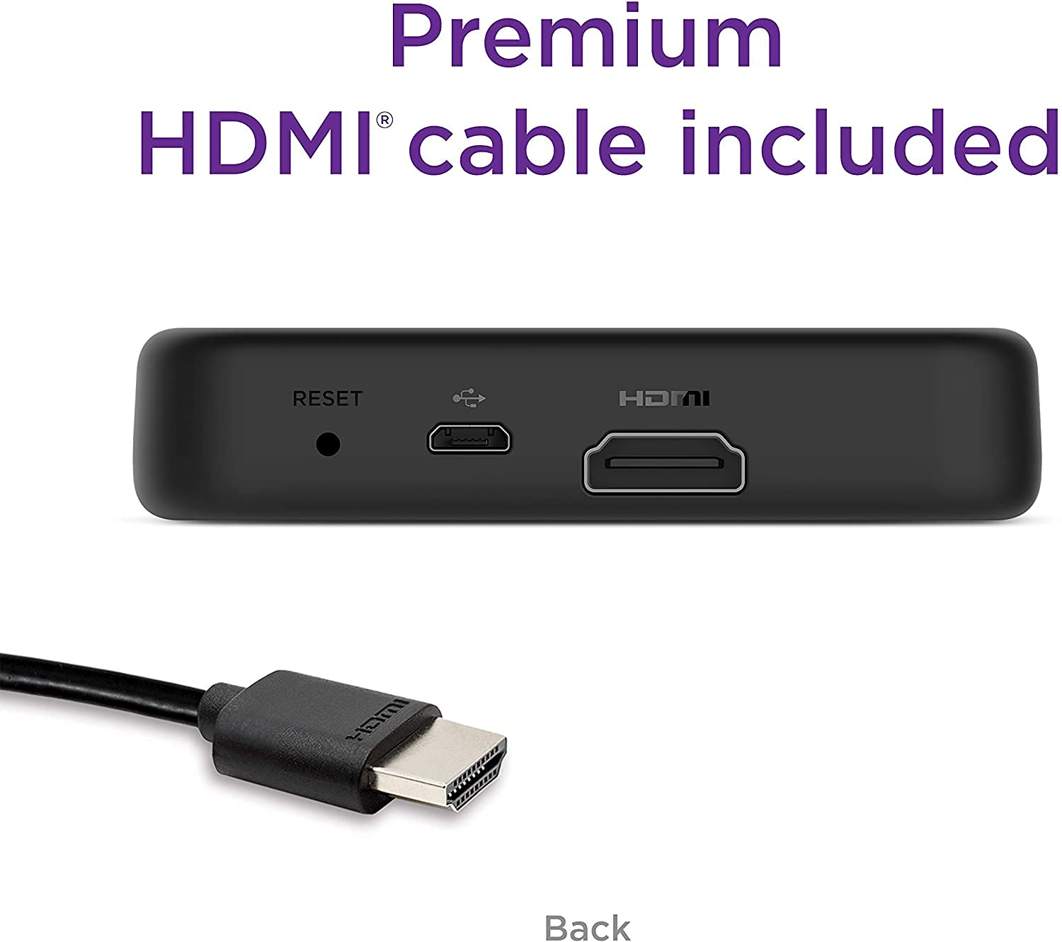 Premiere Streaming Media Player HD/4K/HDR Simple Remote and Premium HDMI Cable, Black & Bundle Swanky Cables HDMI Cable, 3920R