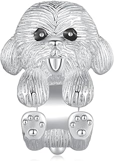 Cute Dachshund Dog and Cat Silver Charm for Jewelry