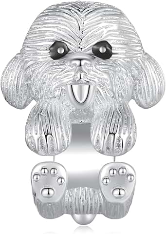 Cute Dachshund Dog and Cat Silver Charm for Jewelry