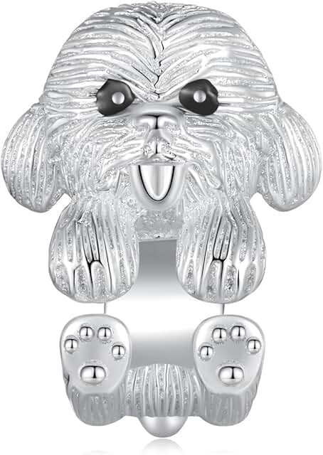 Cute Dachshund Dog and Cat Silver Charm for Jewelry