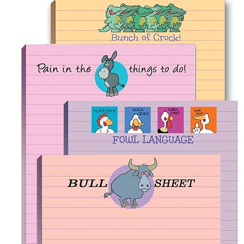 Assorted Pack of 4 Funny Notepads for Office