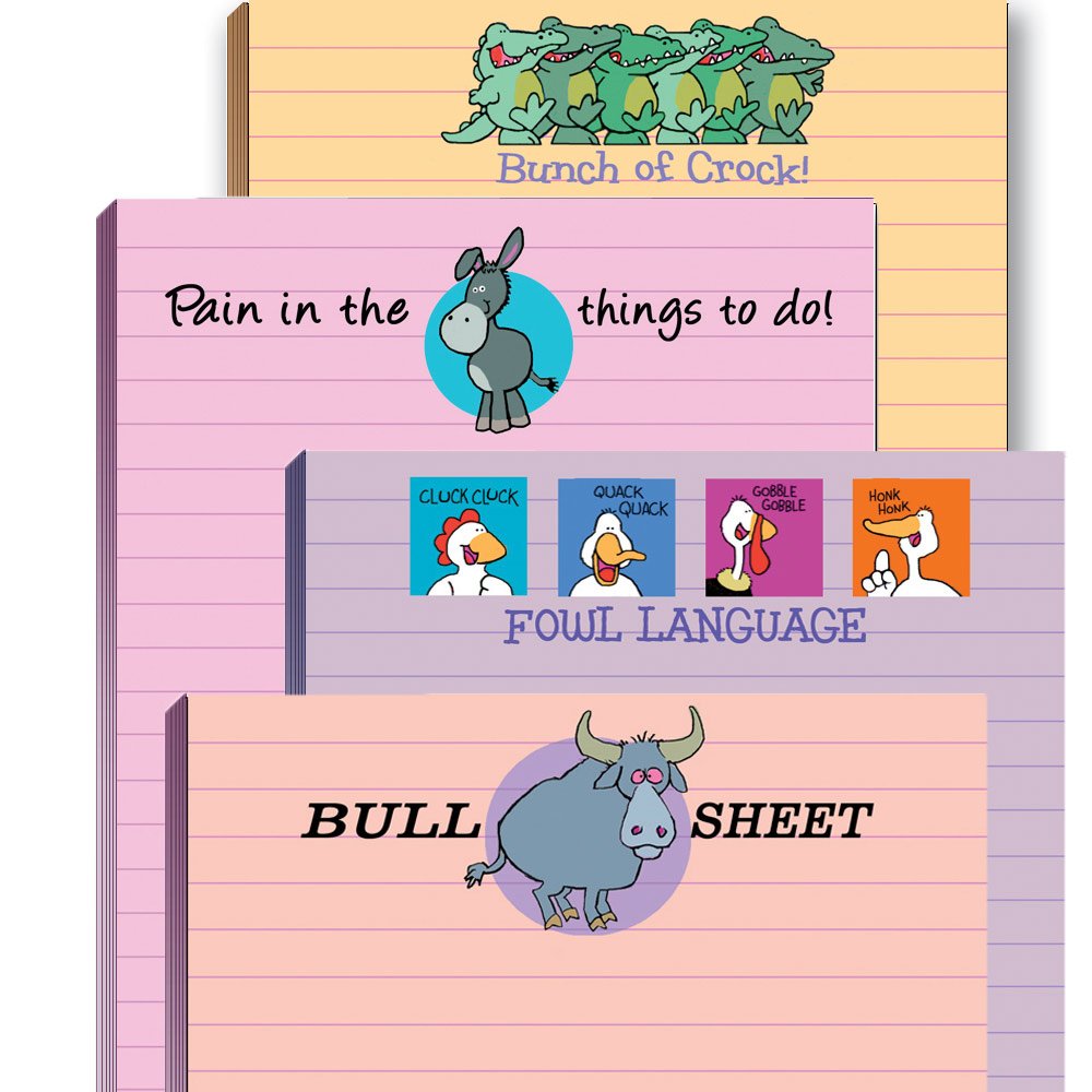 Assorted Pack of 4 Funny Notepads for Office