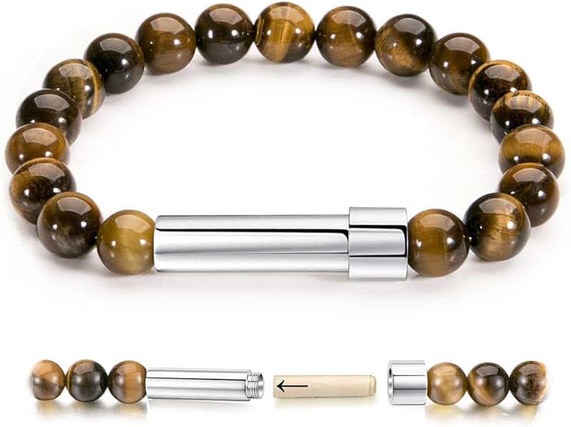 Natural Stone Wish Bracelet with Steel Capsule for Women