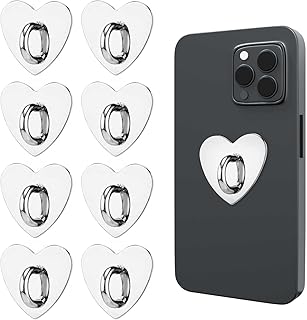Set of 8 Heart-Shaped Phone Ring Holders with Adhesive