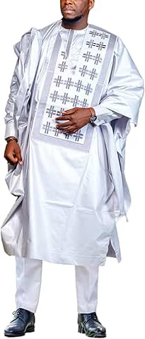Men's African Embroidered Dashiki and Pants Set