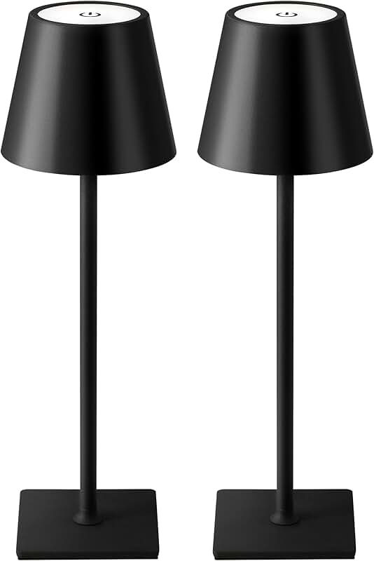 Two Portable Cordless LED Table Lamps with Dimming
