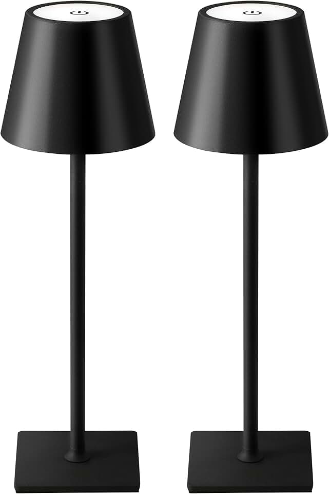 Two Portable Cordless LED Table Lamps with Dimming