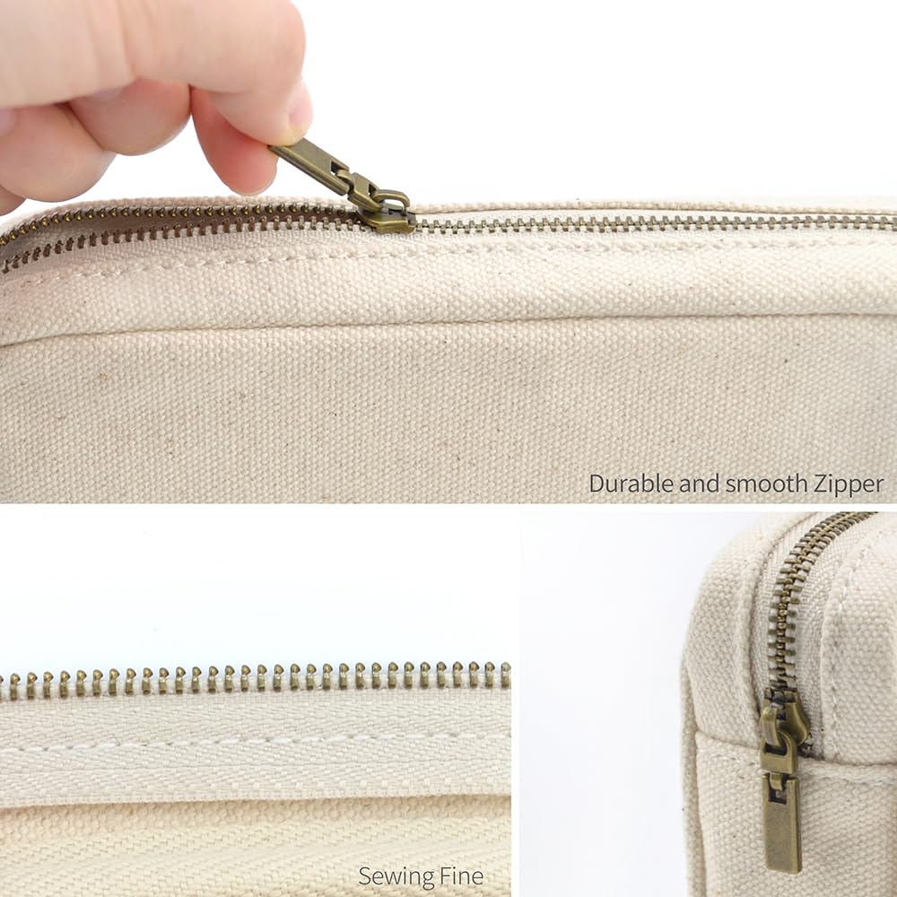 Large Canvas Pencil Case with Zipper for Stationery