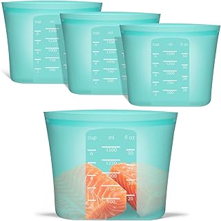 Large Reusable Silicone Food Storage Bags, 4 Pack
