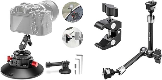 6-inch Camera Suction Cup Mount with Ball Head and Clamp