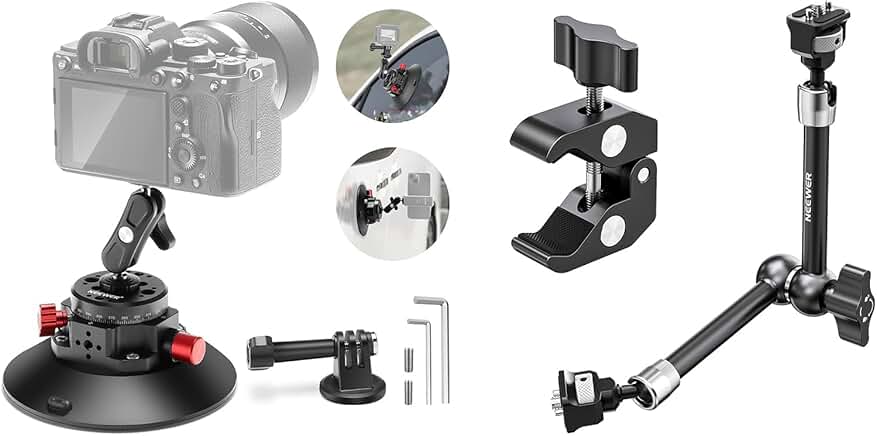 6-inch Camera Suction Cup Mount with Ball Head and Clamp