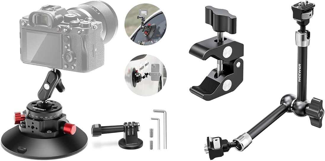 6-inch Camera Suction Cup Mount with Ball Head and Clamp