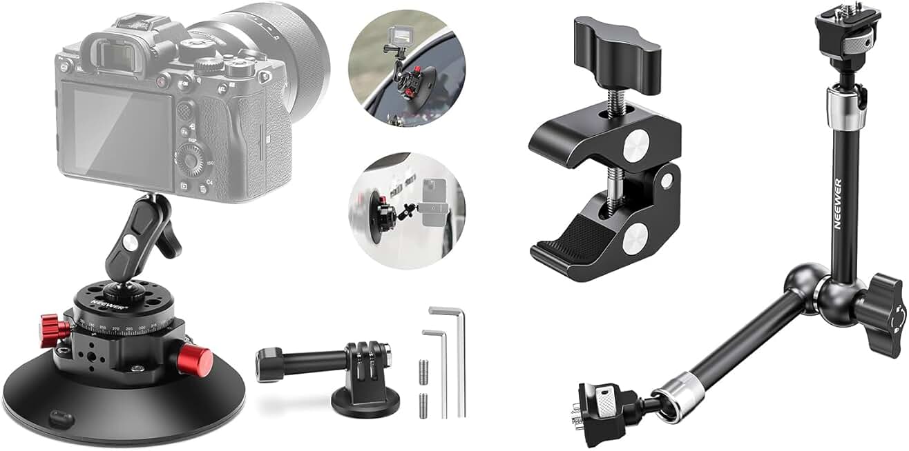 6-inch Camera Suction Cup Mount with Ball Head and Clamp