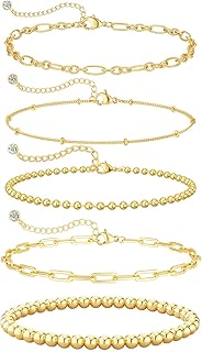 Dainty 14K Gold Stackable Bracelets for Women