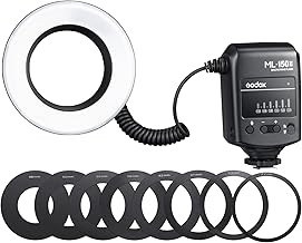 Macro ring flash light with lens adapter rings