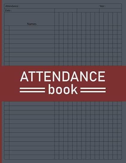 Attendance Register Book for 30 Names