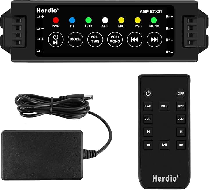 4-Channel Bluetooth Amplifier Receiver, 200W Total Power