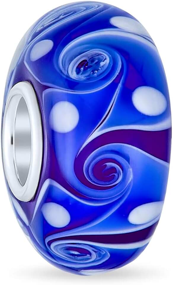 Green, Red, Blue, Aqua Murano Glass Wave Bead