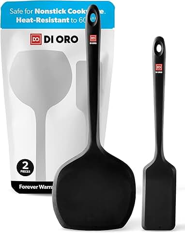 Silicone Turner Spatula Set for Cooking, 2 Pieces