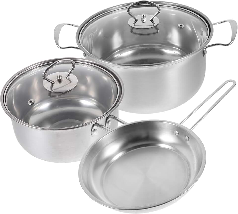 Stainless Steel Cookware Set with Thick Bottom for Even Heating