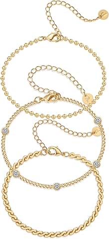 Set of 5 Gold-Plated Chain Bracelets for Women