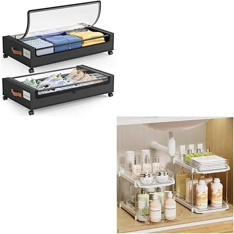 Under Bed and Bathroom Storage with Wheels (4 Pack)