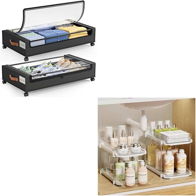 Under Bed and Bathroom Storage with Wheels (4 Pack)