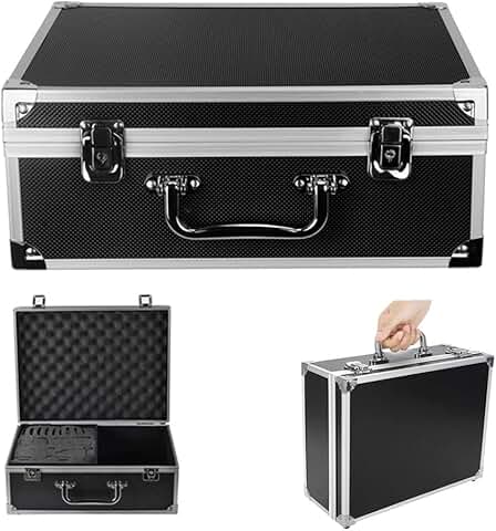 Black Tattoo Makeup Carry Case with Lock and Sponge
