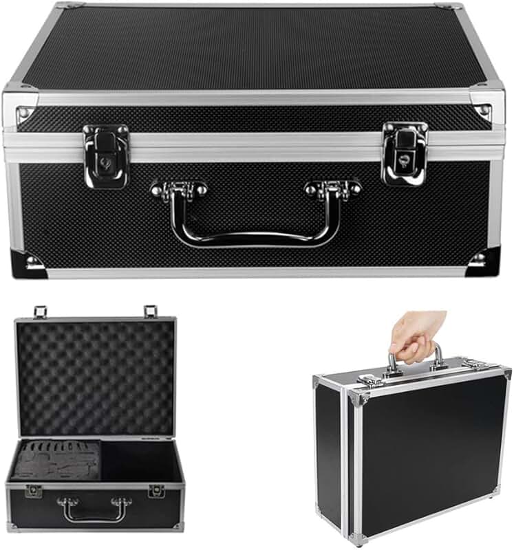 Black Tattoo Makeup Carry Case with Lock and Sponge