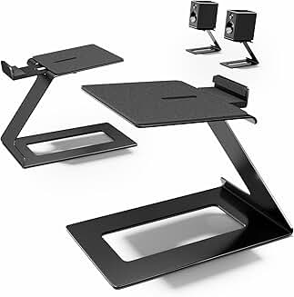 Pair of desktop speaker stands with vibration pads
