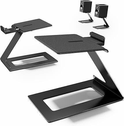 Pair of desktop speaker stands with vibration pads