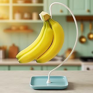 Stylish Blue Banana Holder Stand with Ceramic Bowl