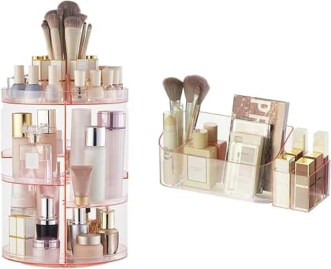 Rotating Clear Makeup Organizer and Storage Tray