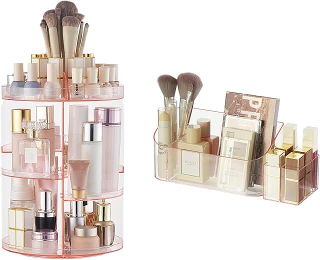 Rotating Clear Makeup Organizer and Storage Tray