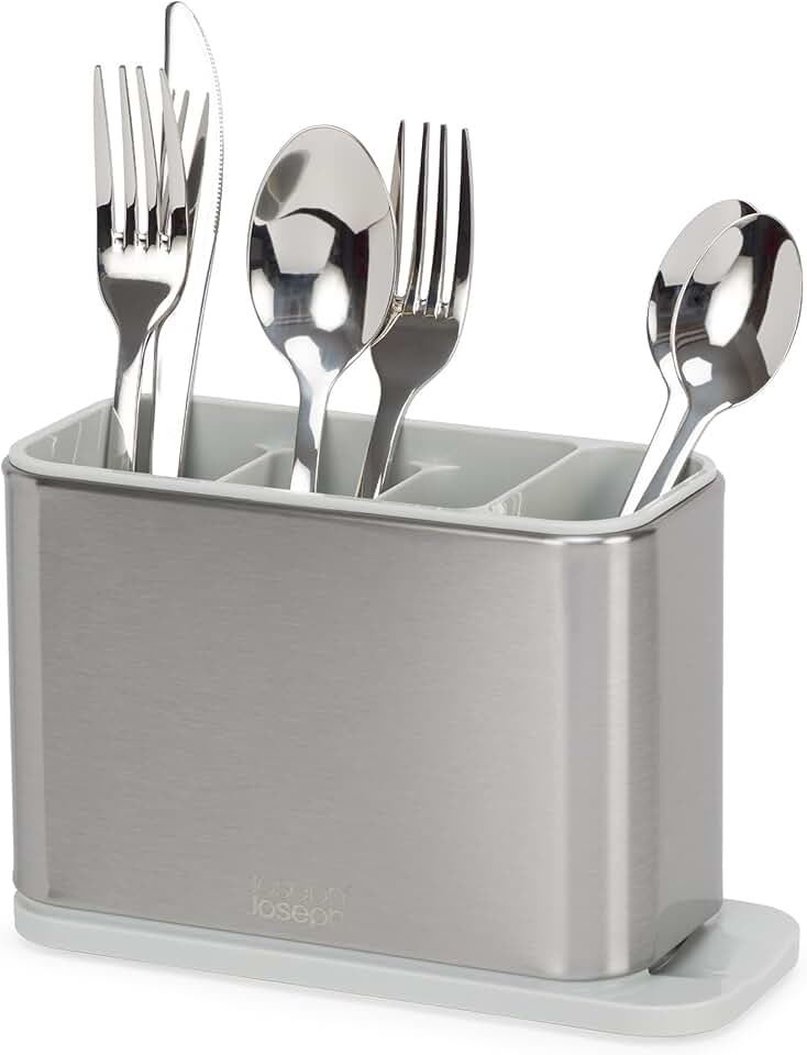 Kitchen Sink Silverware and Utensil Drainer with Draining Base