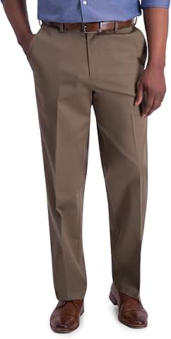 Men's Classic Fit Khaki Flat Front Casual Pants