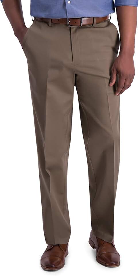 Men's Classic Fit Khaki Flat Front Casual Pants