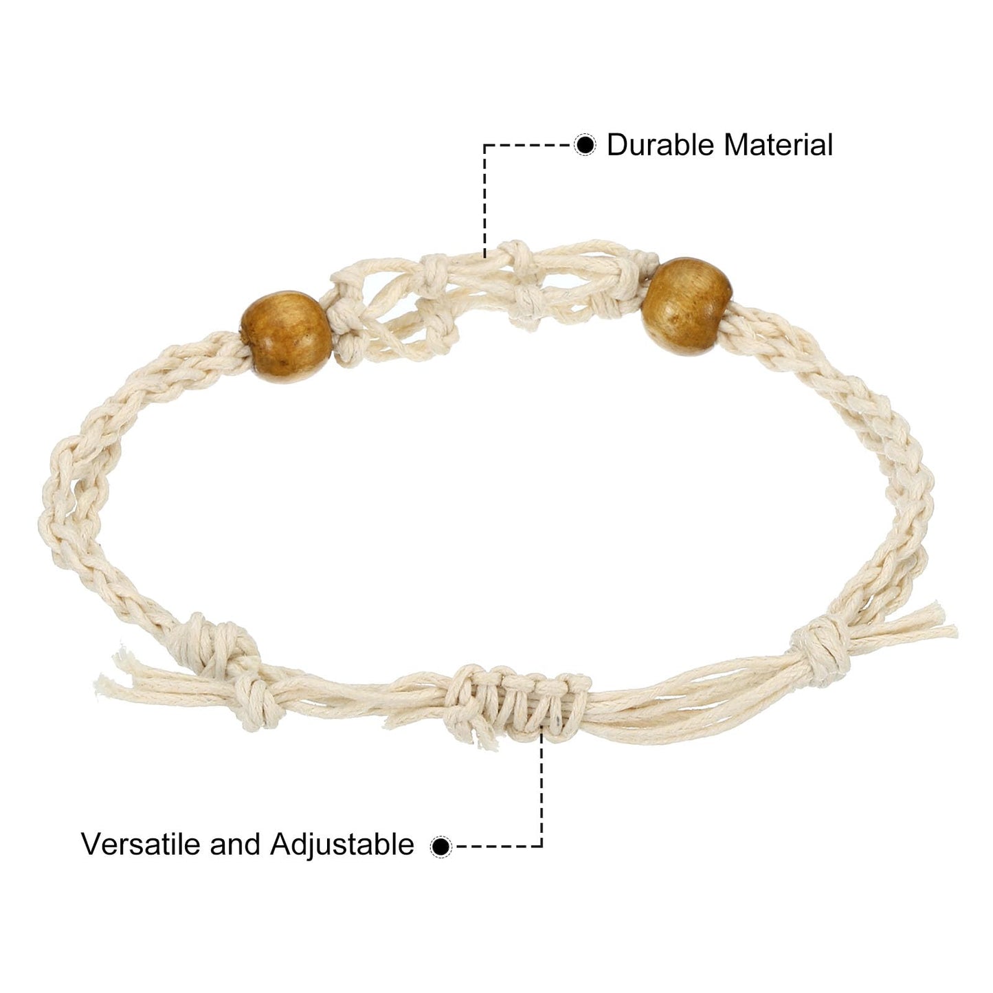Adjustable White Bracelet Cord with Stone Holders for Jewelry Making