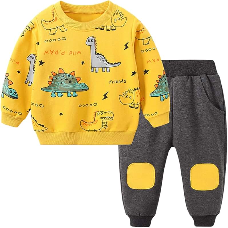 Toddler Boy Dinosaur Print Long Sleeve Top and Pants Set