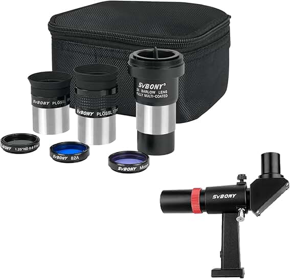 7-Piece Telescope Accessory Kit with Eyepieces Filters and Bag